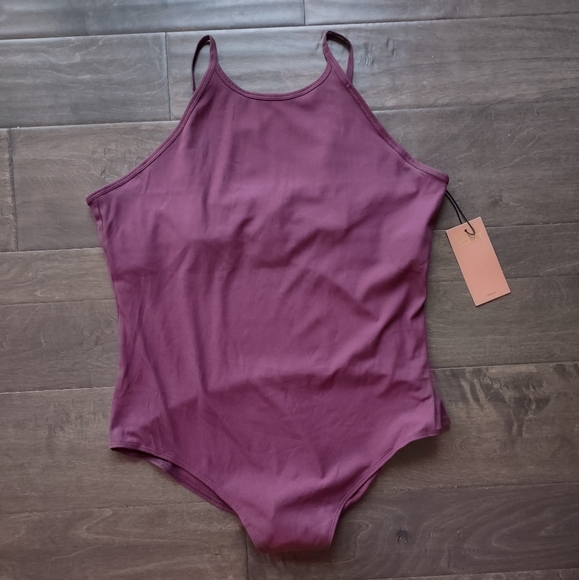 Girlfriend Collective Berry Marlow High Neck Brief Bodysuit NWT - Picture 2 of 11